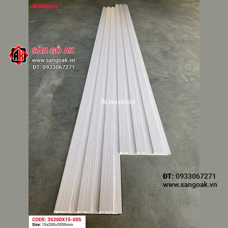 Tấm ốp lam 3 sóng thấp PVC Kosmos 3S200X15-005